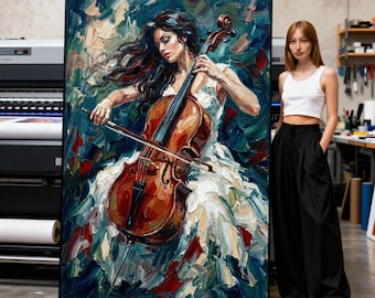 レイエル・ストーク作「チェロを弾く女性」のアートプリント - Etsy 日本