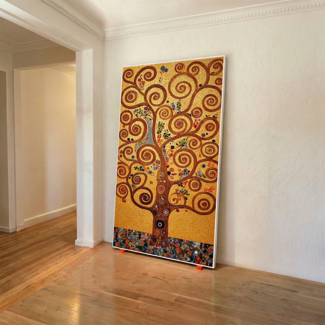 Gustav Klimt Tree of Life Canvas Print, Golden Abstract Art - Etsy