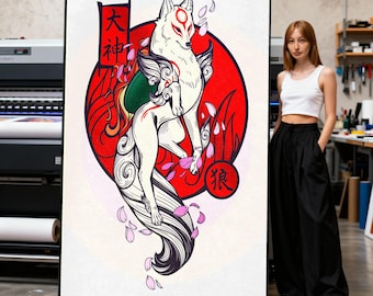 Kitsune Canvas Art, Mystical Fox Spirit, Japanese Mythology Print