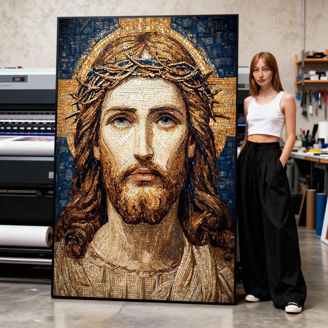 Mosaic Jesus Christ Portrait Canvas, Religious Christian Wall Art - Etsy