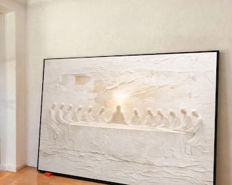 Radiant Last Supper Canvas Wall Art, Spiritual Christian Decoration, Religious Biblical Scene, Illuminated Christ Artwork, Home Print Art