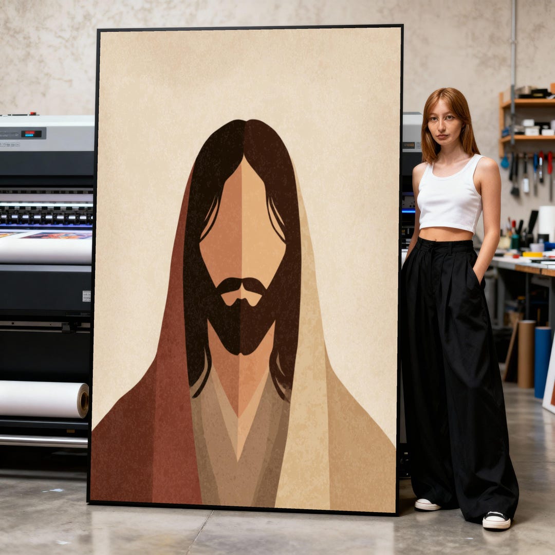 Minimalist Jesus Portrait Canvas, Modern Christian Wall Art - Etsy