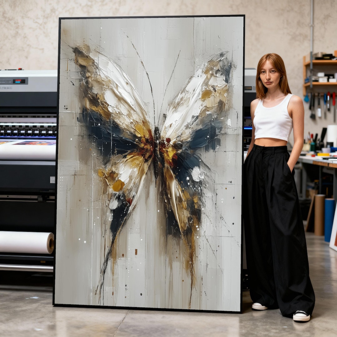 Elegant Butterfly Canvas Wall Art, Abstract Nature Painting ...