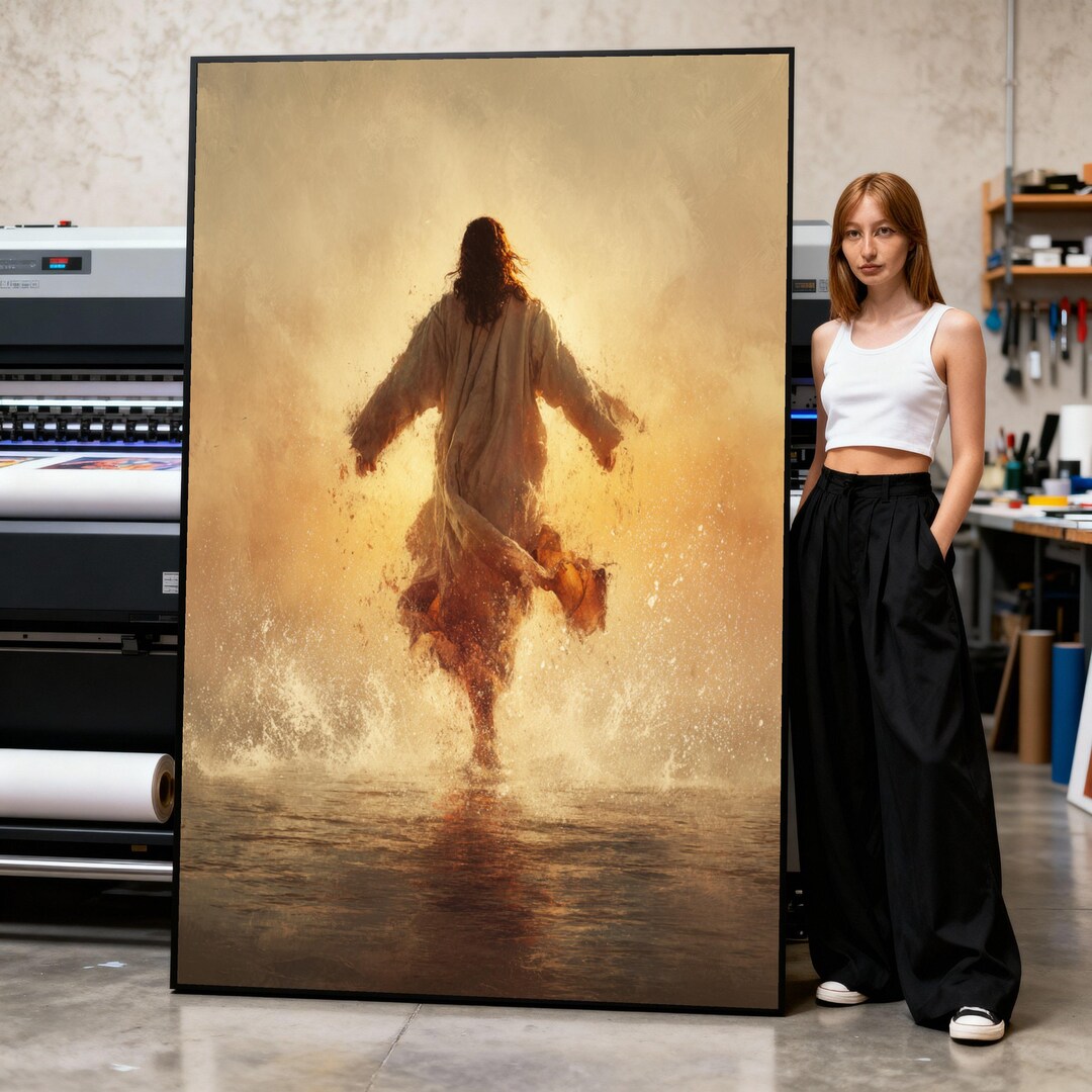 Jesus Walking on Water Canvas Print, Christian Wall Art - Etsy