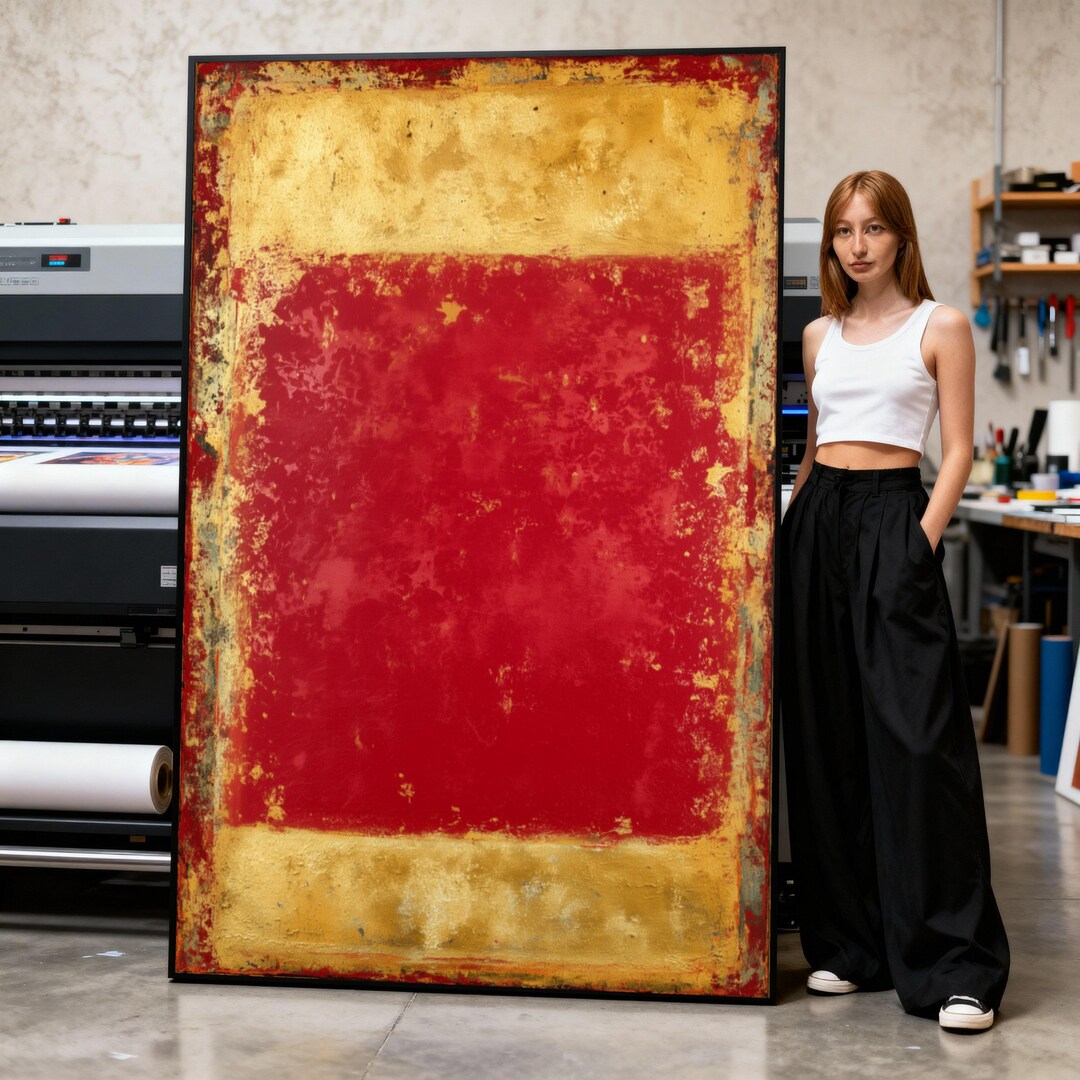 Canvas Wall Art Mark Rothko Style Abstract Red and Gold Color Blocks ...