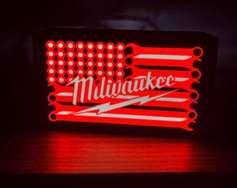 Milwaukee Wrench Flag LightBox with Adjustable Dimmer