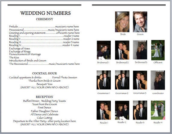 Wedbill A Playbill Like Wedding Program Template Etsy