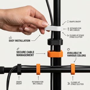 Universal Microphone Stand Cable Clip – Mic Cable Holder Organizer (15mm 20mm)