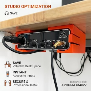 Behringer UMC22 Under-Desk Mount – Stealth Studio Organizer, Cable Management