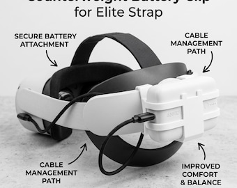 Oculus Quest 2 Elite-riem Batterijclip - 'Power-Balance'-contragewichtbevestiging - VR-powerbankhouder voor langer spelen en comfort Zwart-wit