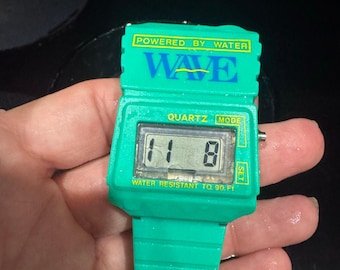 Vintage WAVE Powered By Water Digital Watch Working Water Powered Wristwatch 1980s