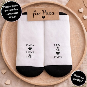 Gepersonaliseerde papa-sokken met 2 namen, minimalistisch design | Cadeau voor papa | Vaderdagcadeau | Vader van kinderen | Met twee namen op maat