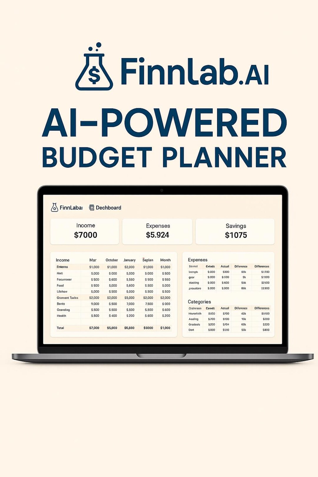 Ai-powered Budget Planner Excel | 12-month Personal Finance Spreadsheet ...