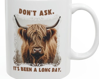 Highland Cow Mug, Fluffy Cute Highland Cow, Gift For Birthday, Office Coworker gift, coworker gifts, funny gifts for coworkers, funny mugs