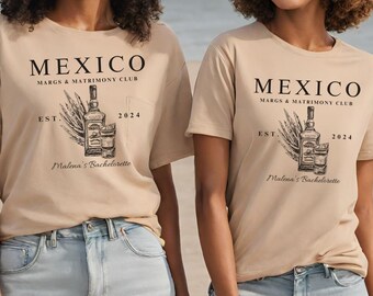 Margs and Matrimony shirts, Luxury Bachelorette Merch, Mexico Bachelorette Shirts, Custom Name Tee, Bridal Party, Bridesmaid Gifts