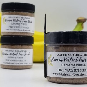 Scrub viso alla banana e noce, scrub naturale, scrub per la cura della pelle, scrub viso, scrub viso naturale, scrub alla banana, scrub biologico, scrub alle noci immagine 3