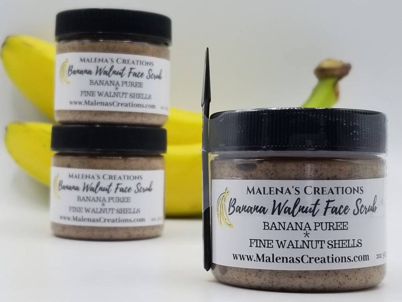 Banana Walnut Facial Scrub, natural scrub, skincare scrub, facial scrub, natual face scrub, banana scrubs, organic scrubs, walnut scrubs image 3