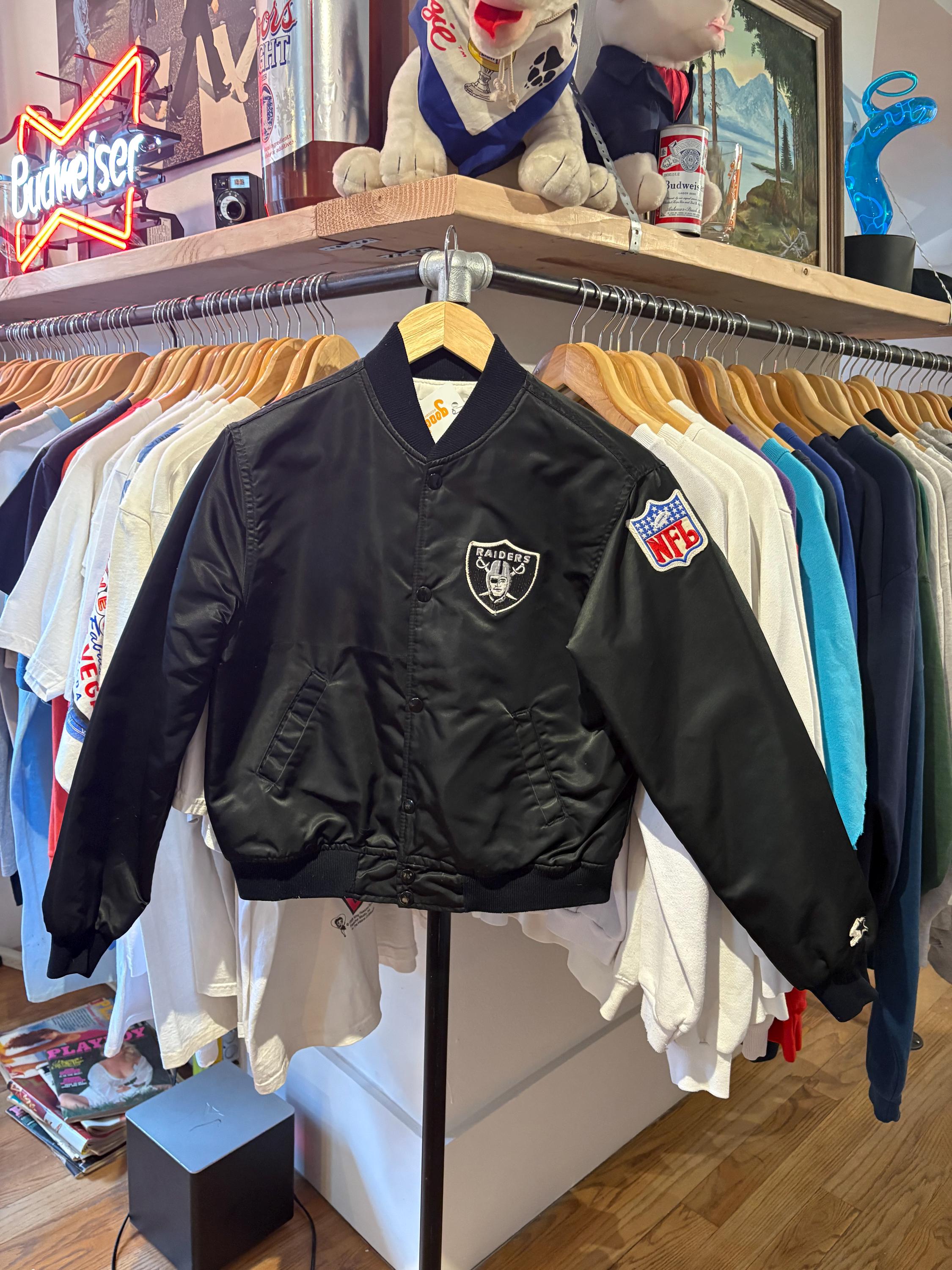80s STARTER製 NFL RAIDERS stadium jacket Raiders Satin Starter