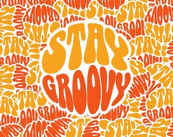 Stay Groovy sticker | Retro 70s psychedelic text vinyl