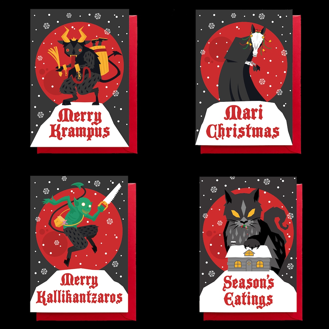 Christmas Folklore Greeting Cards 4 Pack Etsy