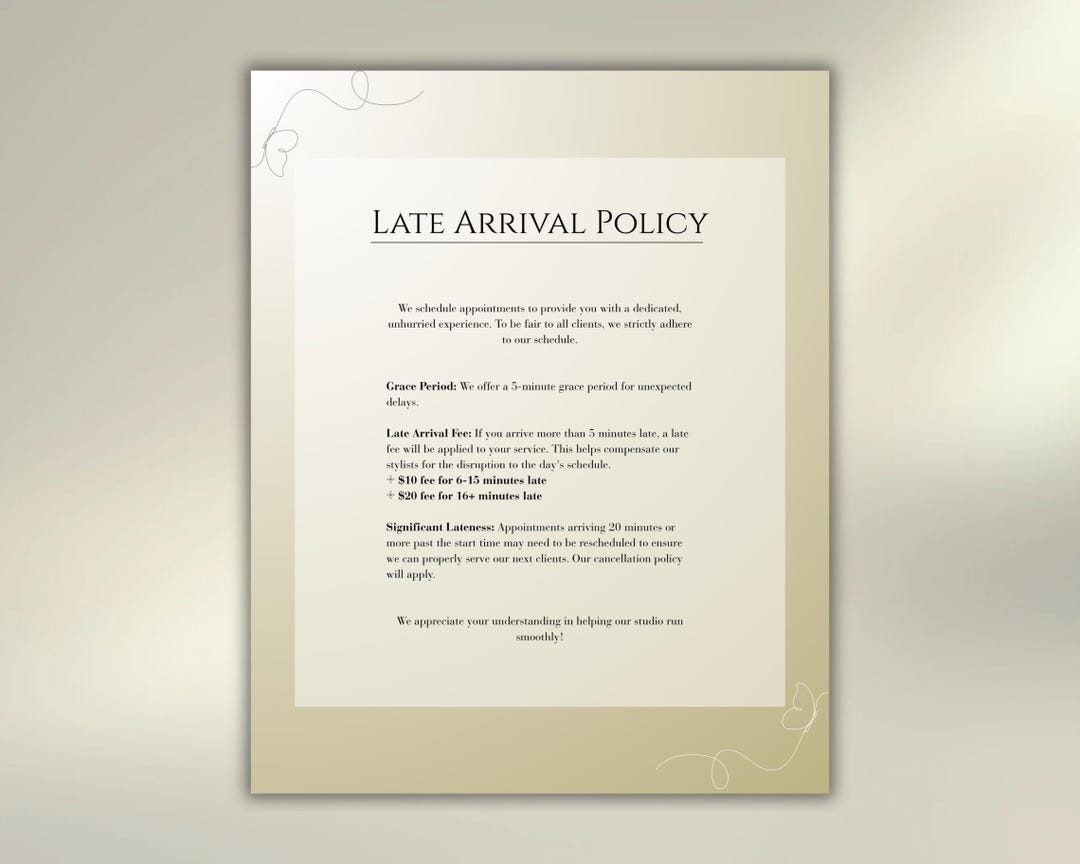 Editable Late Arrival Policy Instagram Feed Template | Clean Luxury ...