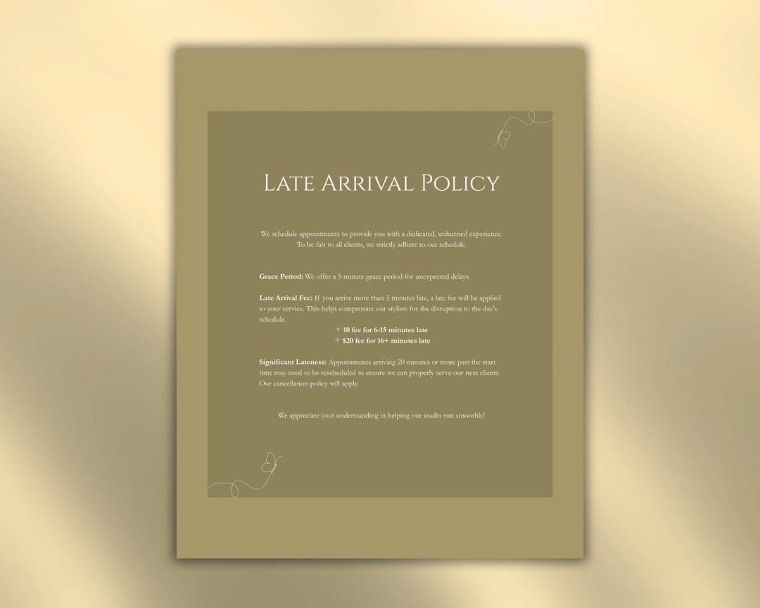 Modern Late Arrival Policy Template for Salons | Instagram Feed Post ...
