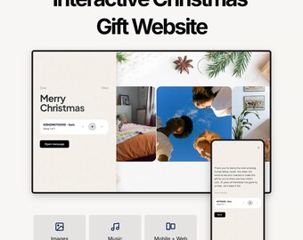Aangepaste digitale kerstcadeauwebsite | Gepersonaliseerde interactieve geheugenmini-app | Geanimeerde wenskaart