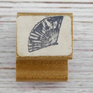 Japanese Folding Fan Rubber Stamp – Wood Mounted – Asian-Inspired Stamp for Journaling, Card Making, Ephemera & Mixed Media Crafts