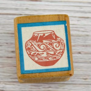 Rubberstempel Southwest Pottery - Vaasstempel in Indiaanse stijl - Decoratieve kleipot - Op hout gemonteerde rubberen stempel voor kaarten en knutselen
