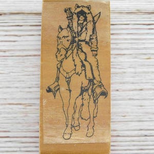 Carimbo de borracha "Nativo Americano a Cavalo" - Carimbo de madeira "Cavaleiro Ocidental" para cartões, diários e artesanato