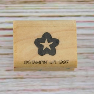 Sello de goma con forma de estrella - Sello con forma de flor de estrella - Sellos de Stampin Up - Sello montado en madera