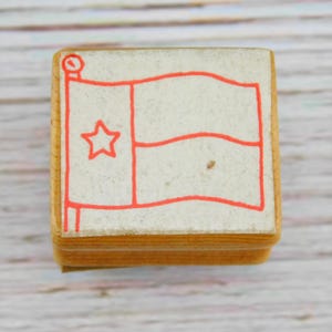 Carimbo de borracha da bandeira do estado do Texas – Mini bandeira da Estrela Solitária – Carimbo de madeira para cartões, artesanato e diários