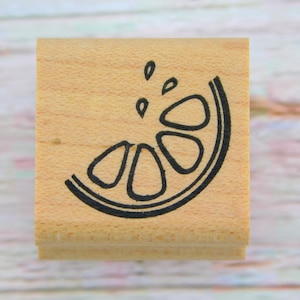 Fruit Slice Stamp - Citrus Rubber Stamp - Lemon Slice - Orange Slice - Denami Design Stamp - Wood Mount Stamp