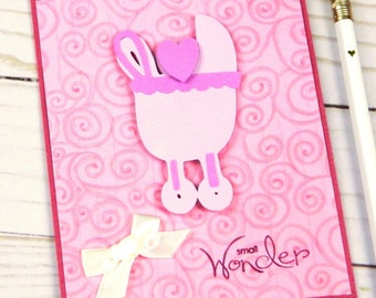 Nieuwe babykaarten - Its A Girl - Pink Stroller - Baby Shower Card - Welcome Baby - Wenskaarten - Handgemaakte kaarten - Cricut Cards