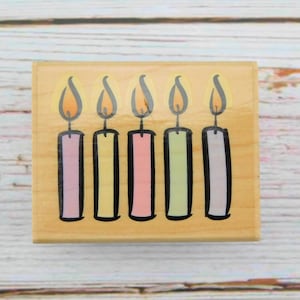 Carimbo de borracha de velas - Velas de aniversário em negrito - Carimbo de artes de heróis - Carimbo de montagem em madeira