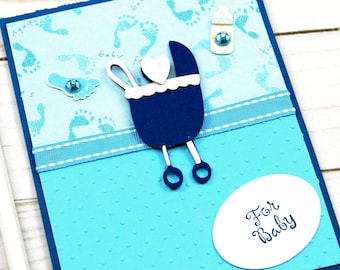 C'est une carte garçon - Blue Baby Buggy - Stampin Up Card - Carte faite à la main