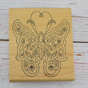 Butterfly Stamp - Butterfly Mandala - Insect Rubber Stamp - Holly Berry House - Wood Mount Stamp