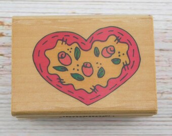 Heart Rubber Stamp - Rosette Heart - Westwater Enterprises - Wood Mount Stamp