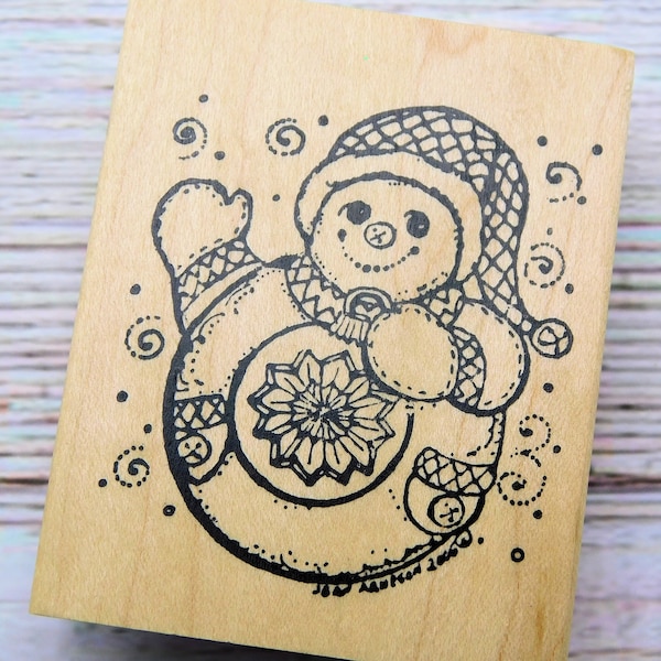 Snowman Stamp - Snowman and Ornament - Northwoods Rubber Stamp - Wood Mounted Stamp