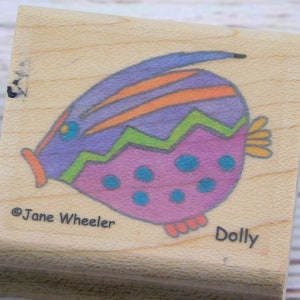 Fish Rubber Stamp - Dolly Fish Stamp - Stamp La Jolla - Wood Mount Stamp