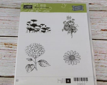 Flower Rubber Stamps - Hydrangea Stamp - Daisy Stamp - Stampin Up Stamps - Best of Flowers - Cling Mount Stamps
