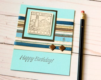 Happy Birthday Card - Lighthouse Card - Birthday Card Father - Dad Birthday Card - Birthday Thankyou - Greetings Card Him - Stampin Up Cards