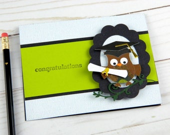 Owl Graduation Card - Cap and Diploma - Congratulations Card - Stampin Up Cards - Handmade Cards