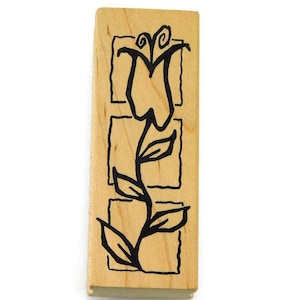 Tulip Flower Stamp - Tulip Rubber Stamp - Vertical Floral Design - Magenta Stamps - Wood Mount Stamp