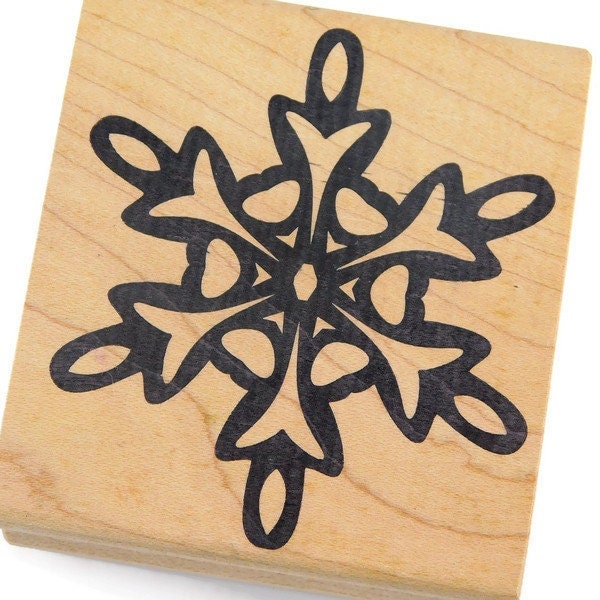 Snowflake Rubber Stamp - Winter Snowflake - Christmas Stamp - Wood Mount Stamp