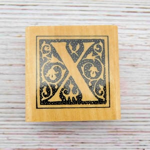 Monogramm Stempel - Initial X Stempel - Anita's Stamps - Auf Holz montierter Stempel