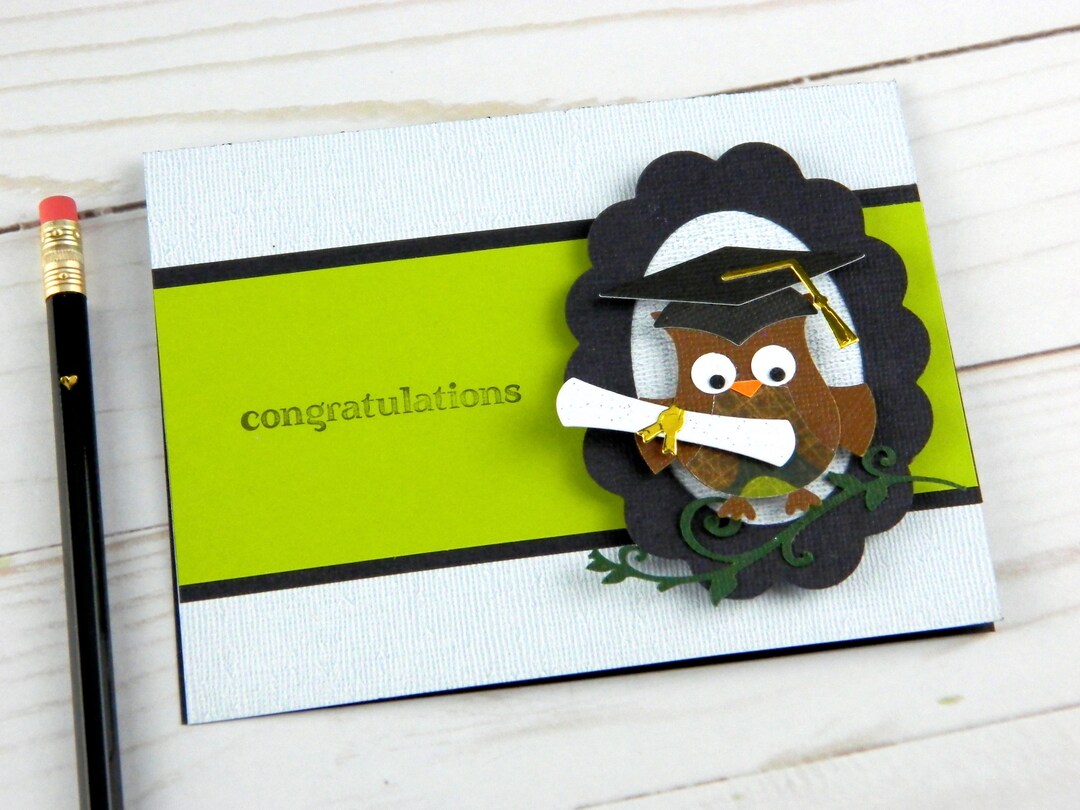 Owl Graduation Card Cap and Diploma Congratulations Card - Etsy