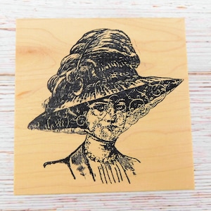 Stampland Gibson Girl - Tampon vintage pour portrait de femme - Tampon sur bois de style victorien - Tampon élégant pour chapeaux