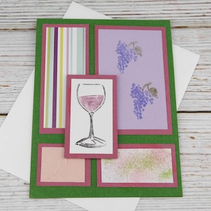 Carte de voeux faite main sur le thème du vin - Versets humoristiques sur le vin - Carte de voeux amusante