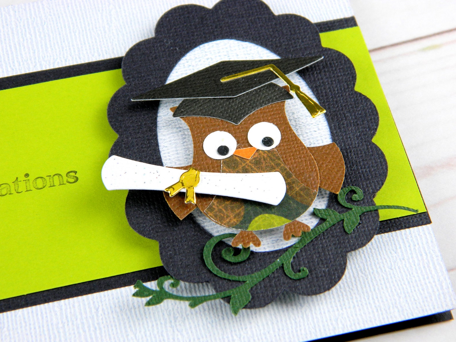 Owl Graduation Card Cap and Diploma Congratulations Card Stampin up